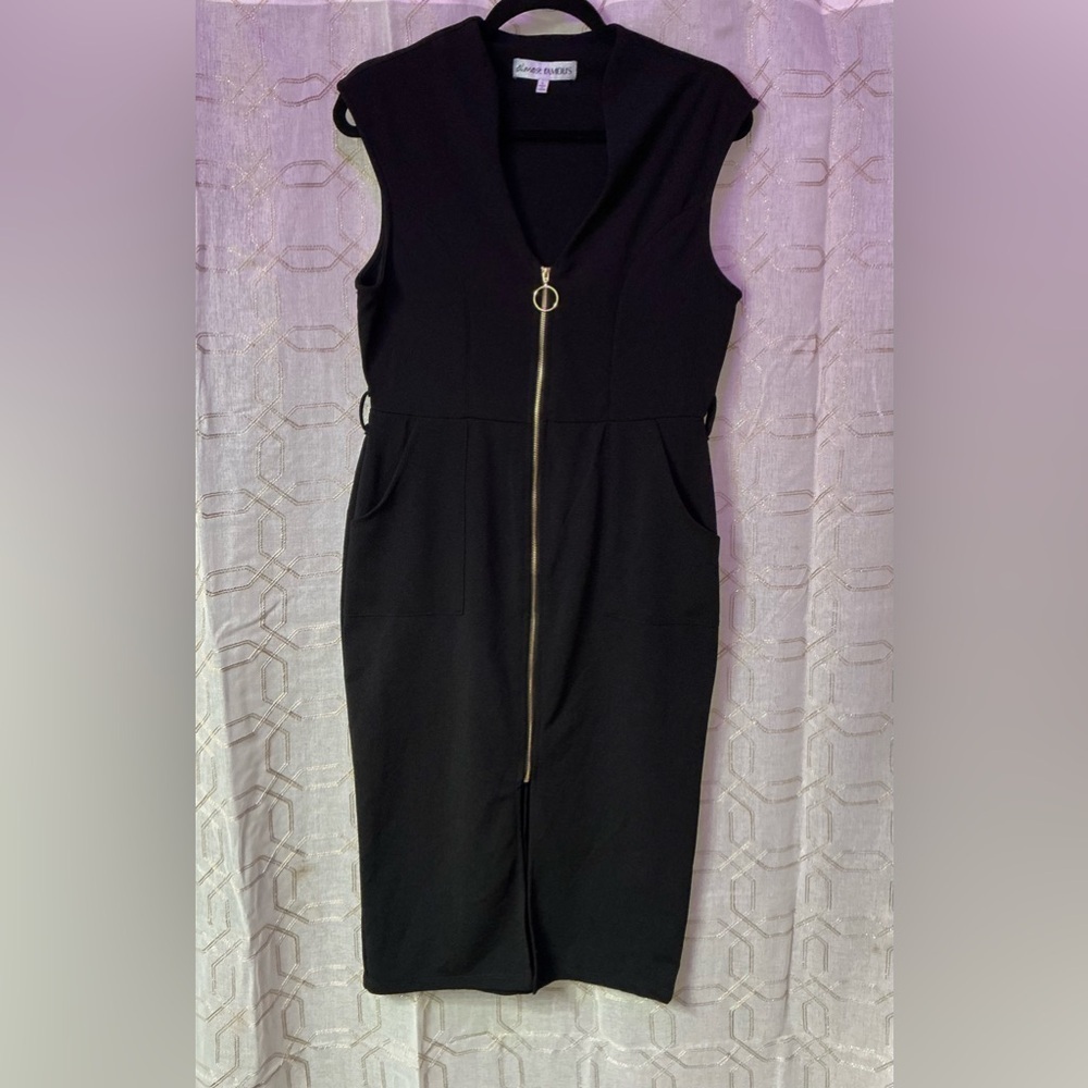 Almost Famous Black Gold Sheath Midi Dress